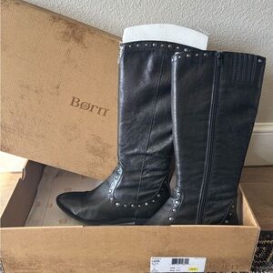 BØRN Lizzie Black Studded Leather Boots